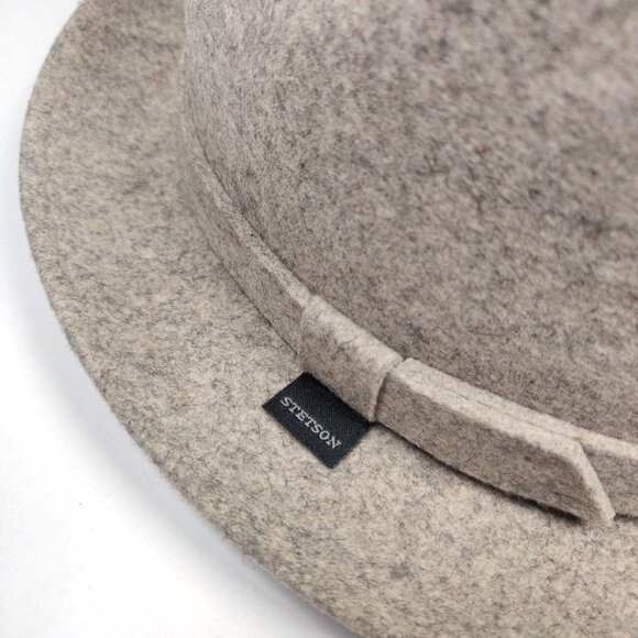 Stetson Gray Grey Wool Hat Size 7 1/8 Damaged Interior Leather Band Made in USA - Picture 2 of 13